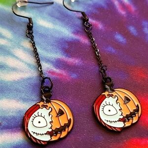 HANDMADE The Night Before Christmas Sally Pumpkin Dangle Earrings
